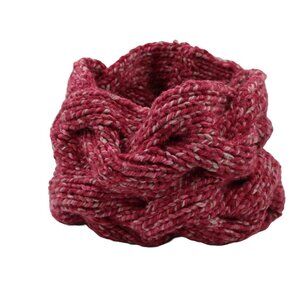 Handmade Hand Knit Burgundy Red Pink Both Sides Now Reversible Cabled Knit Cowl